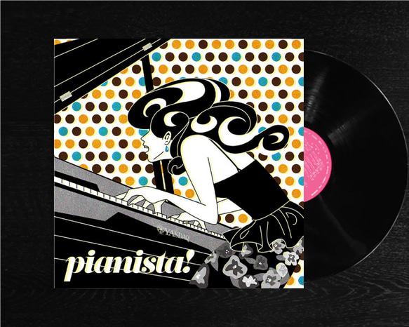 レコードジャケット風アート【レコード盤なし】ピアニスタc76 イラスト