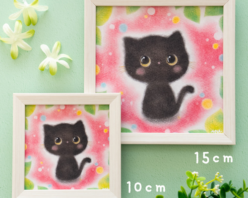 送料無料｜【複製画】「おすましな黒猫ちゃん」 パステルアート ネコ