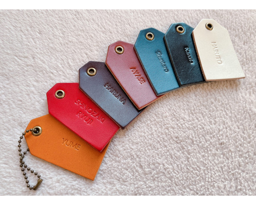 栃木レザー＊打刻印 Bigtagレザーキーホルダー 席札 プチギフト革 刻印