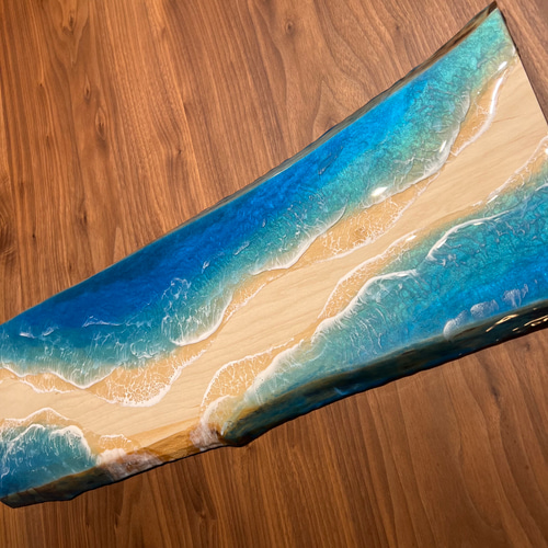 一枚板 レジンアート 海アート インテリア オーシャンアート 無垢