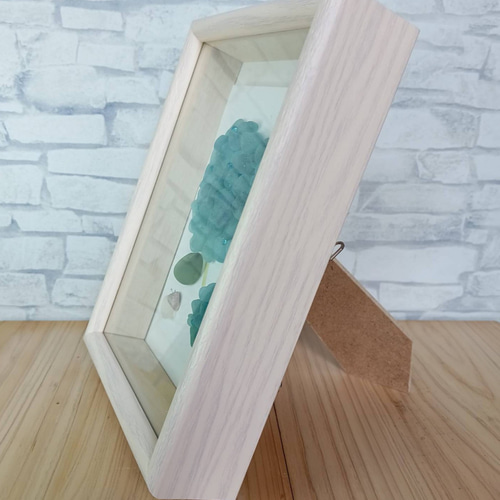 シーグラスアート（紫陽花/梅雨/ボックスフレーム付） その他アート