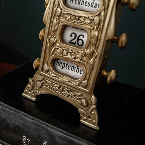 ヴィンテージ真鍮製デスクカレンダー、高級ハンドメイド装飾オブジェ