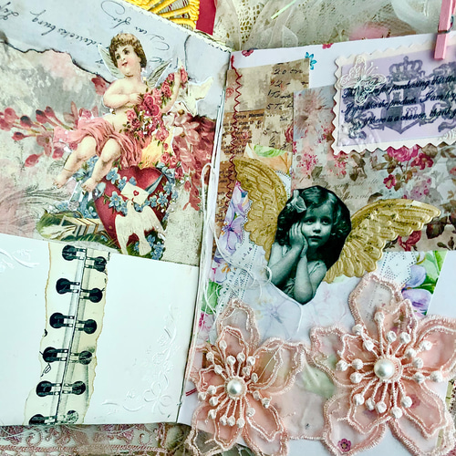 アンティーク調/レースたっぷりジャンクジャーナル雑記帳『天使の花園