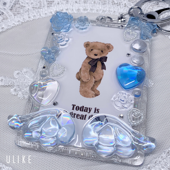 レジン トレカケース 硬質ケース デコ 推し活 B8 青 名刺入れ・カード