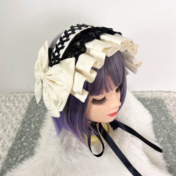 白練×編上げブラックボンネット風ヘッドドレス ヘッドドレス