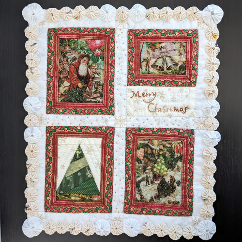 パッチワークキルトXmasのタペストリー☆パッチワークキルトのミニ
