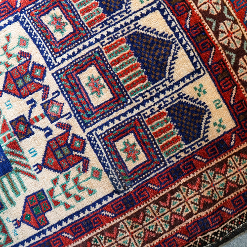 127x79cm トライバルラグ ヴィンテージラグ 手織り絨毯 カーペット