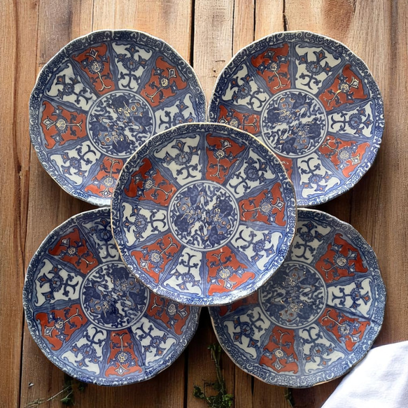 伊万里印判獅子7寸皿5枚組 大皿 antique art nozomi 通販 18214609