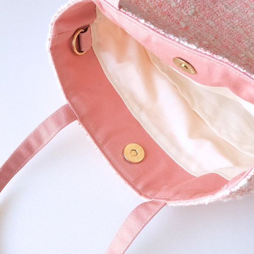 残り1点】ツイード2wayフラットトート《Sakura Pink》| サブバッグ