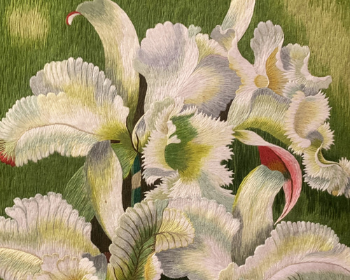 ベトナム政府御用達工房！ Mr.クオックスー作品 刺繍絵 ホワイト