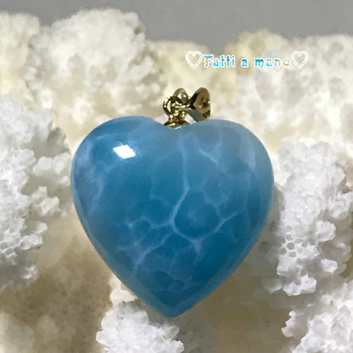 ドミニカ産 18kゴールド ラリマー ペンダントトップ 豪華 濃いブルー