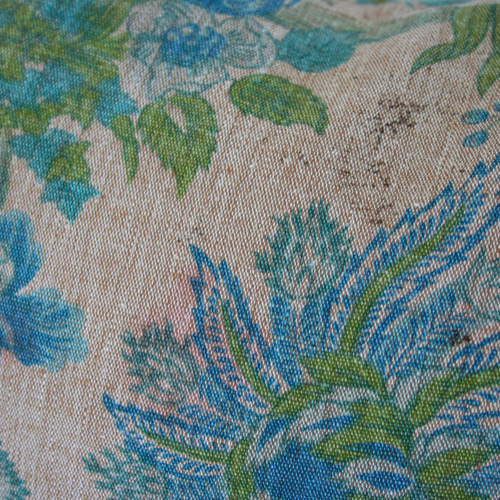 フランスアンティークファブリック・クッション／リネン・フラワー