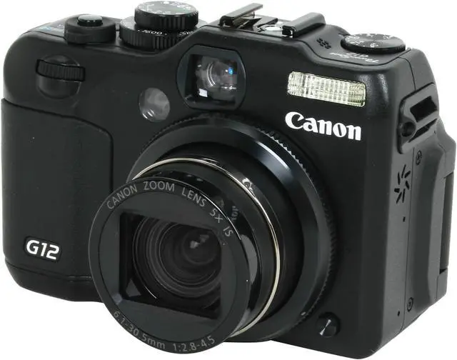 Canon PowerShot G12 Black 10.0 MP 28mm Wide Angle Digital Camera