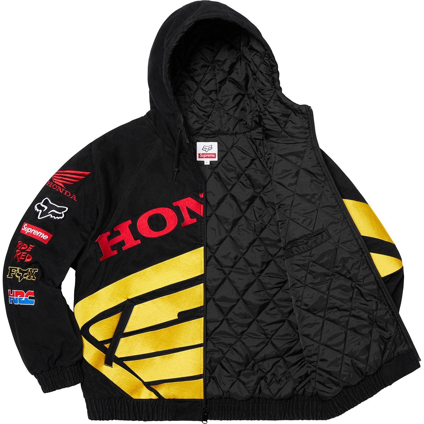 FW19 Supreme × Honda × Fox Racing Puffy Zip Up Work Jacket