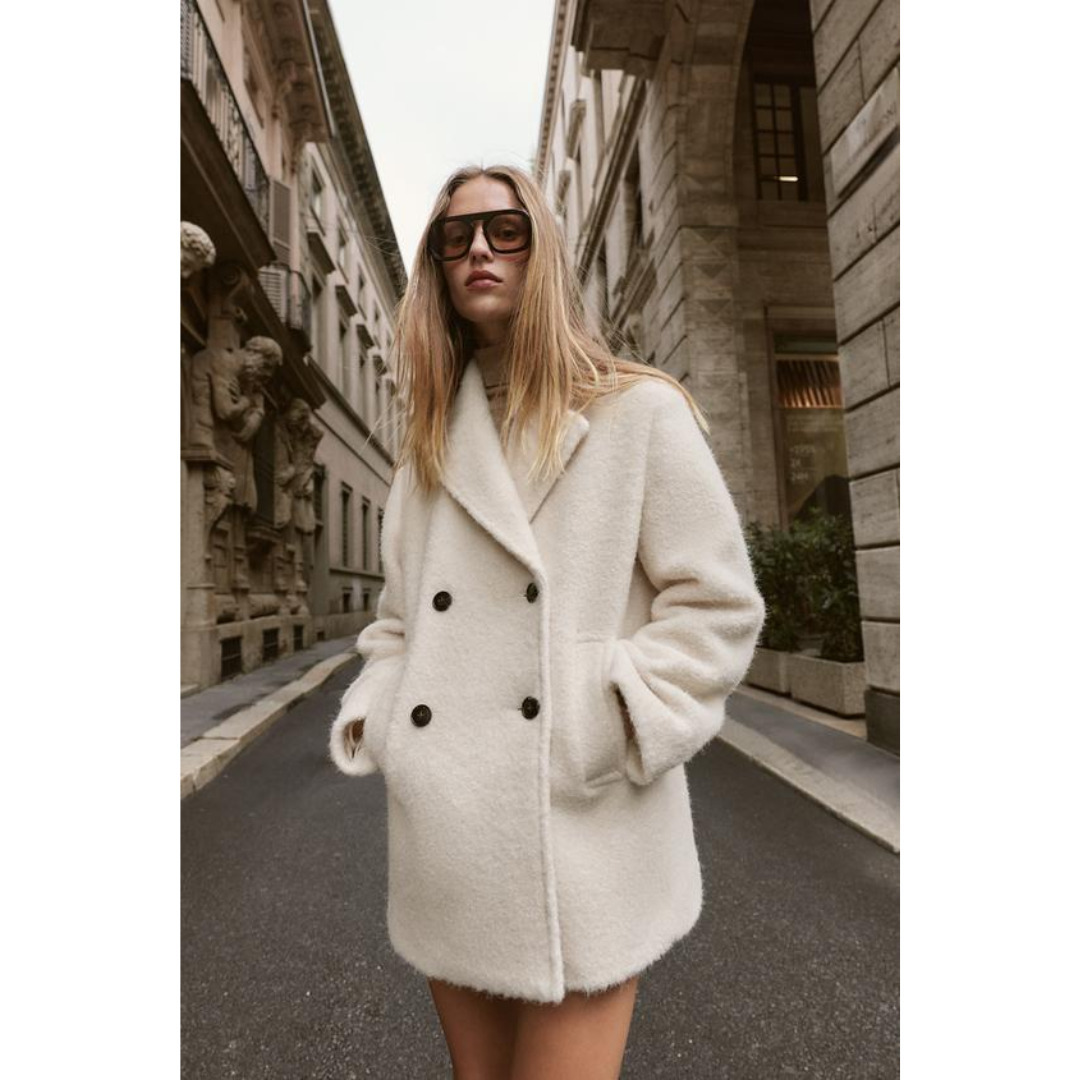 ZARA］ブークレダブルブレストミディ丈コート (ZARA/コート) 8073/328