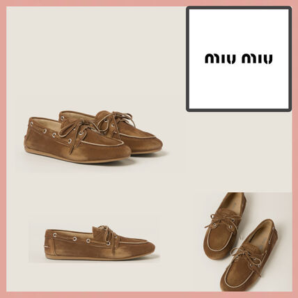 モカシン ベージュ系 23cm MiuMiu(ミュウミュウ) 靴・シューズ