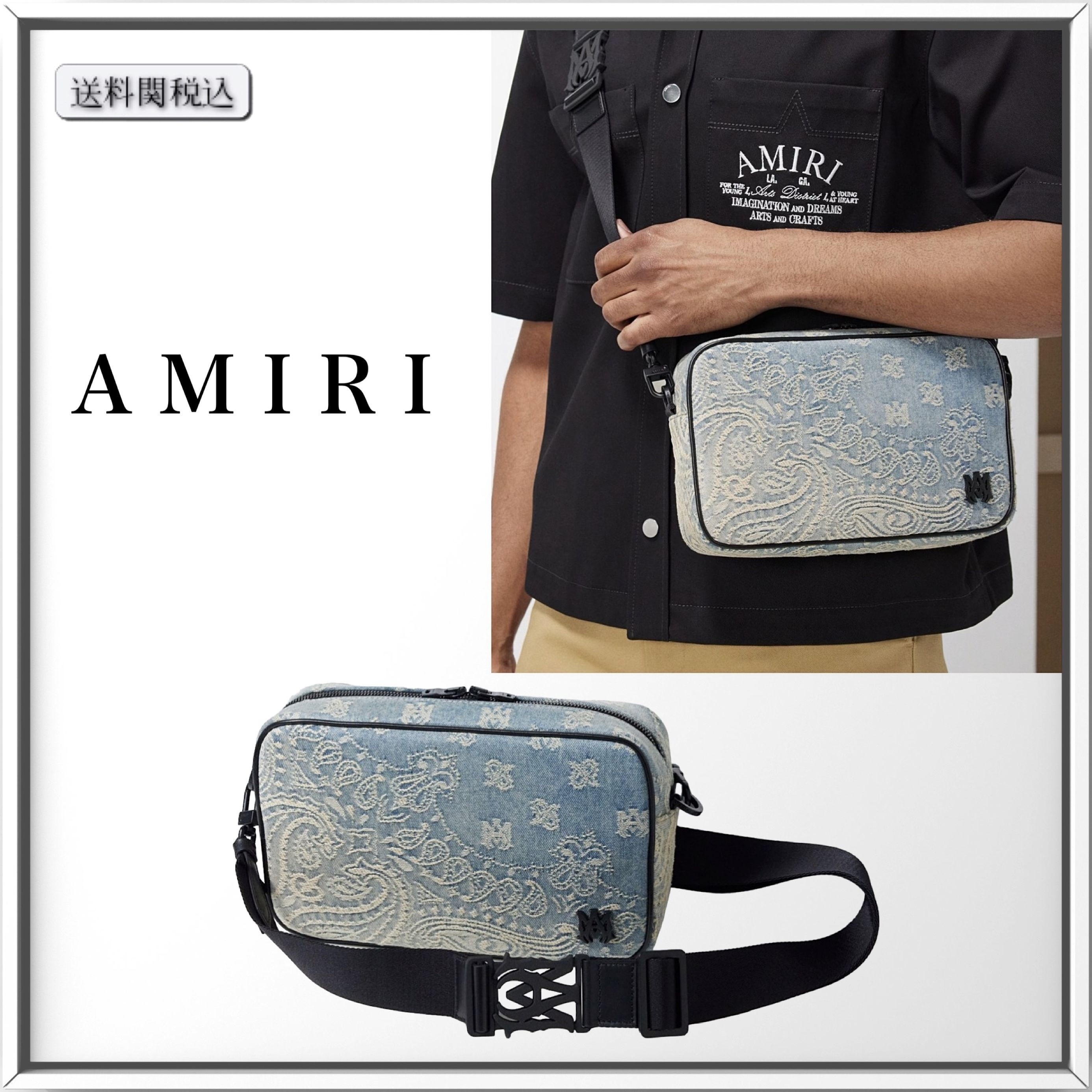 AMIRI バンダナ ジャカード デニム クロスボディバッグ 人気 (AMIRI