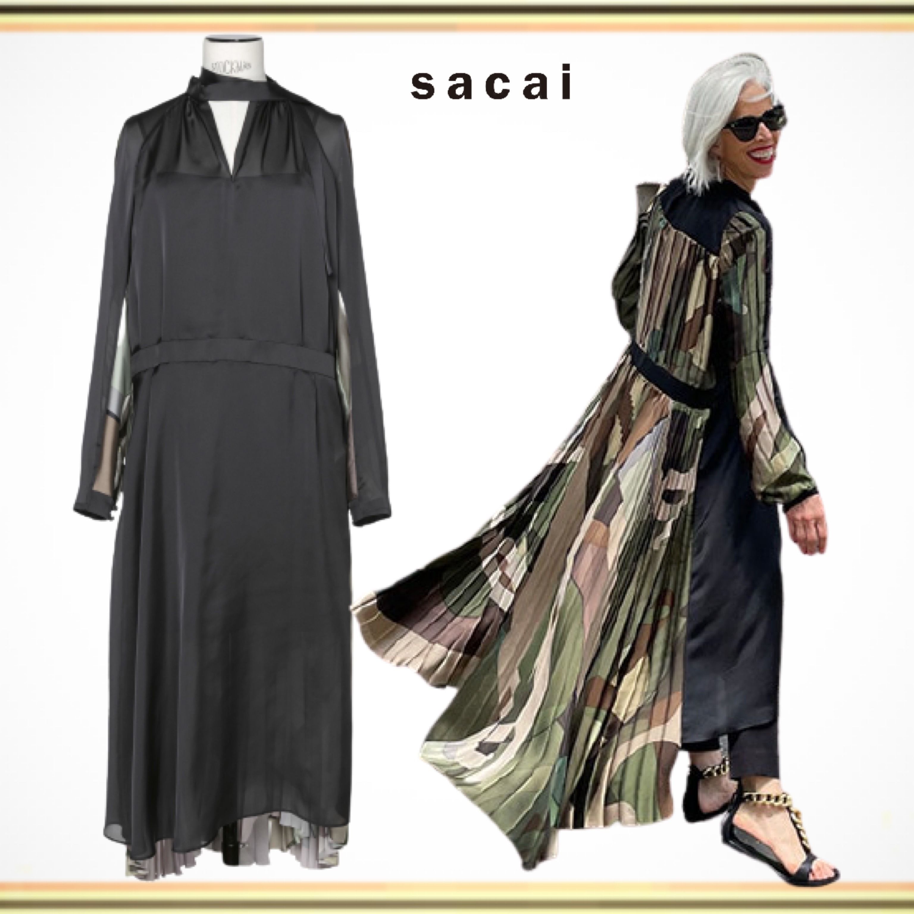 SACAI】KAWS 洗練された印象に！ ワンピース サイズ1 迷彩 (sacai