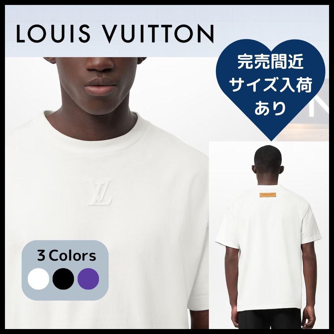 在庫僅か！定番大人気【ルイヴィトン】エンボスLV Tシャツ ロゴ (Louis