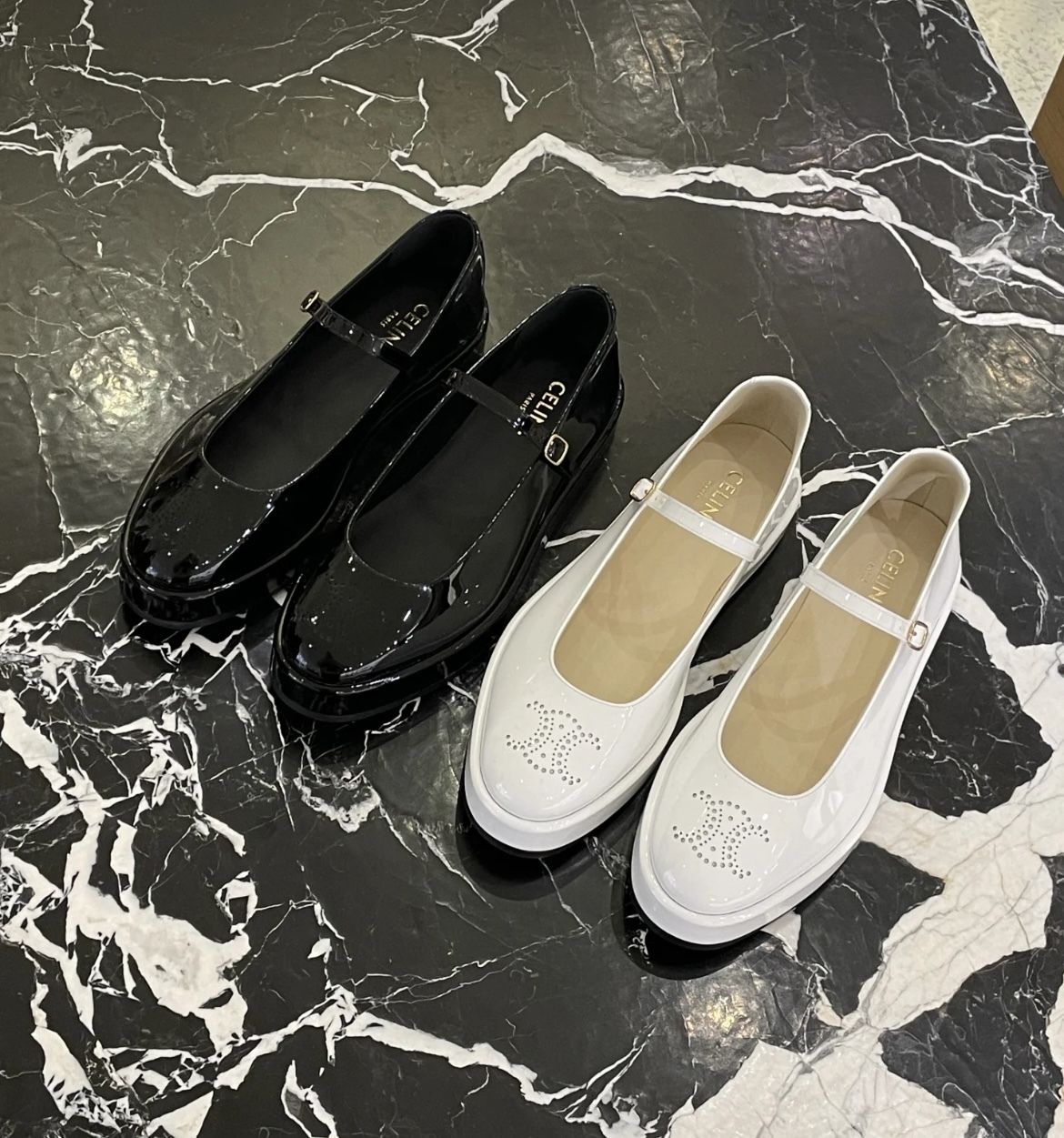 厚底で足長 CELINE クララ ウェッジ メリージェーン バレリーナ