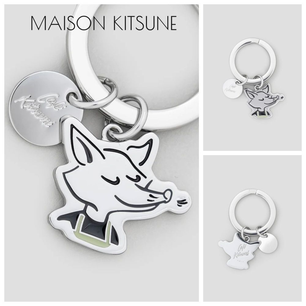 MAISON KITSUNE】 Unisex Cafe Kitsune Barista Fox Keyring (MAISON