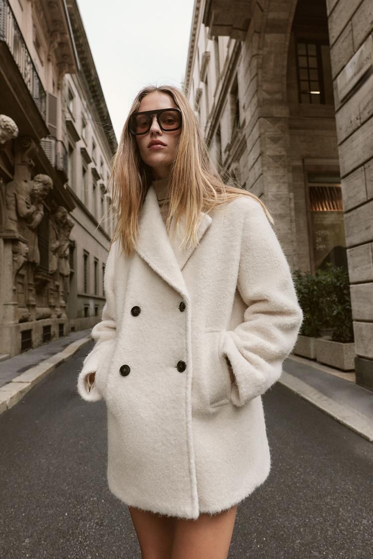 選べる匿名国内配送/ZARA ブークレダブルブレストミディ丈コート (ZARA