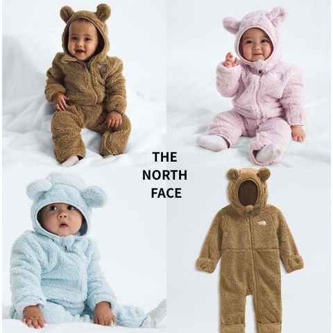 THE NORTH FACE 】くま耳 暖か可愛いベビーフリースロンパース (THE