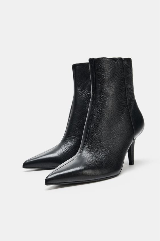 ZARA】レザーヒールショートブーツ1103/610/800 (ZARA/ショートブーツ