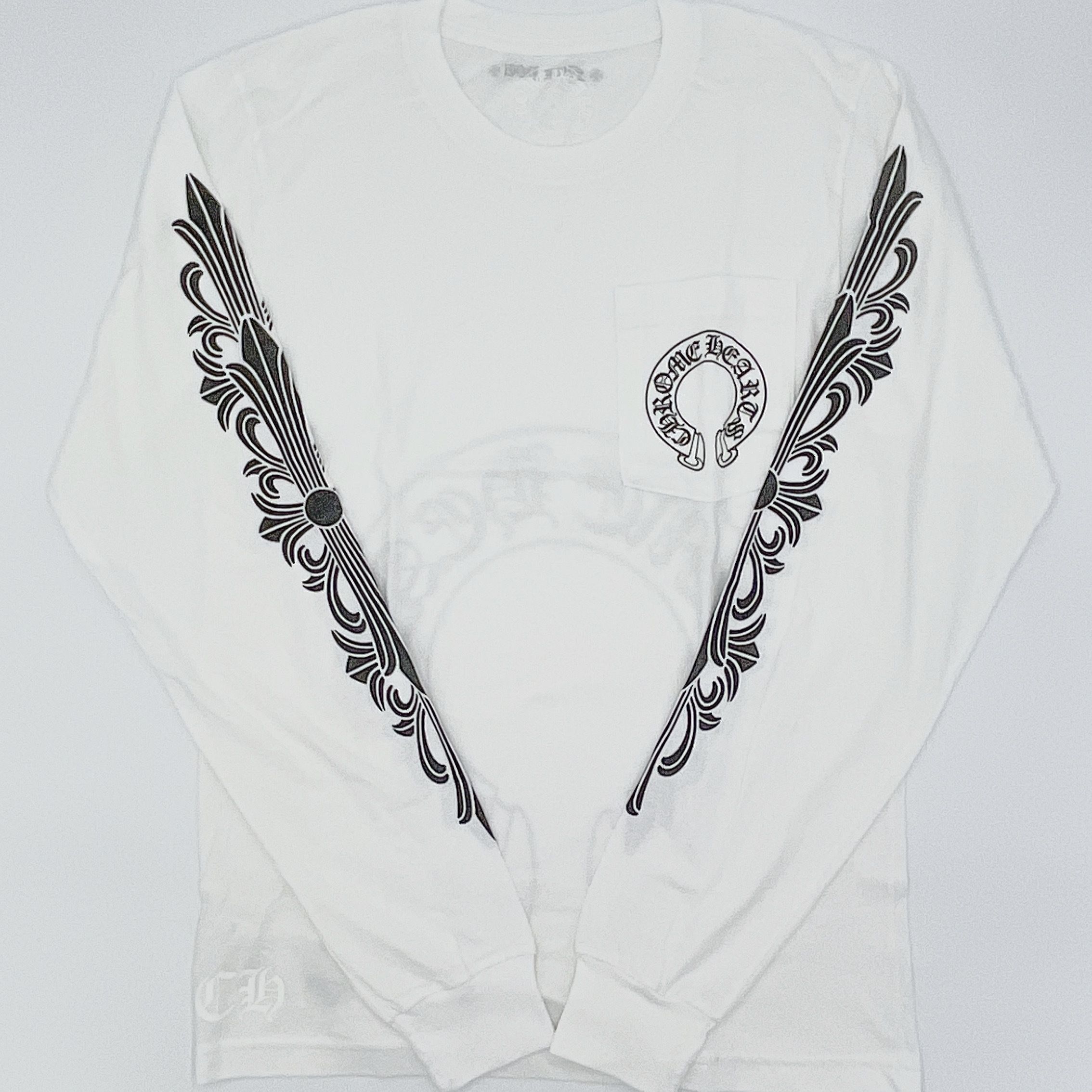 関税込 クロムハーツ ホースシュー フローラル ロンT ホワイト (CHROME