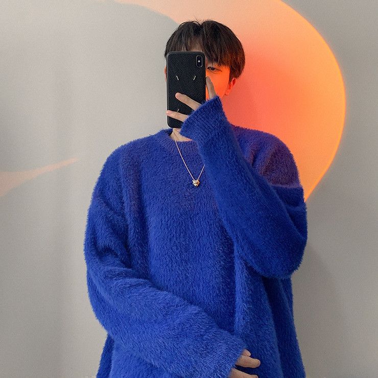 オーバーサイズ ニット ユニセックス モヘアニット 長袖 M～2XL