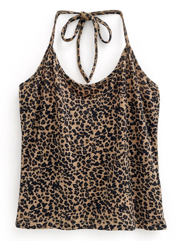 レオパード柄キャミソール×ニットトップスアンサンブル[ac2512