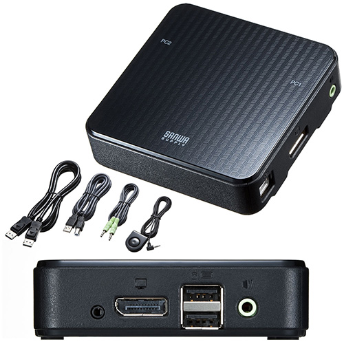 パソコン自動切替器（2:1・DisplayPort対応・手元スイッチ付き） SW