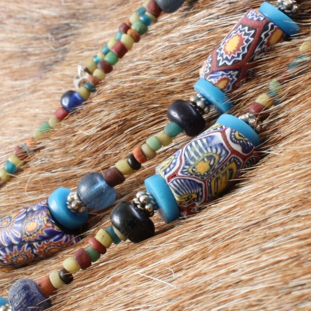 とんぼ玉 アンティーク ヴェネチアンビーズ ミルフィオリ ネックレス