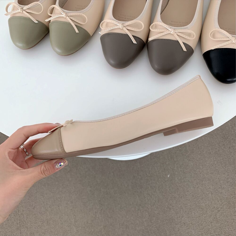 カラーバレエシューズバイカラーフラットシューズ (4color