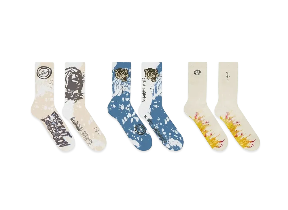 Travis Scott Cactus Jack For Fragment 3 Pack Socks 