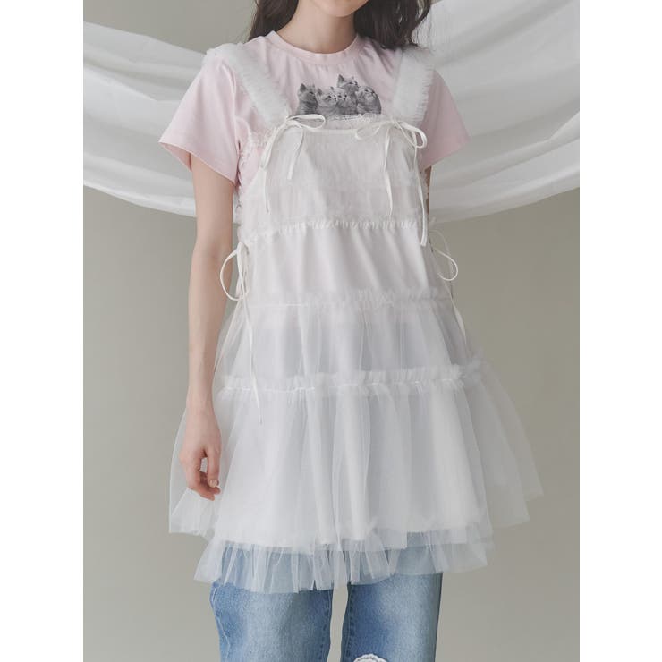 チュールコルセットミニワンピース[品番：MKSW0061843]｜merry jenny