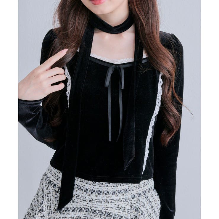 OLIVE des OLIVE】タイ付ベロアトップス[品番：NCLW0017394]｜NICE