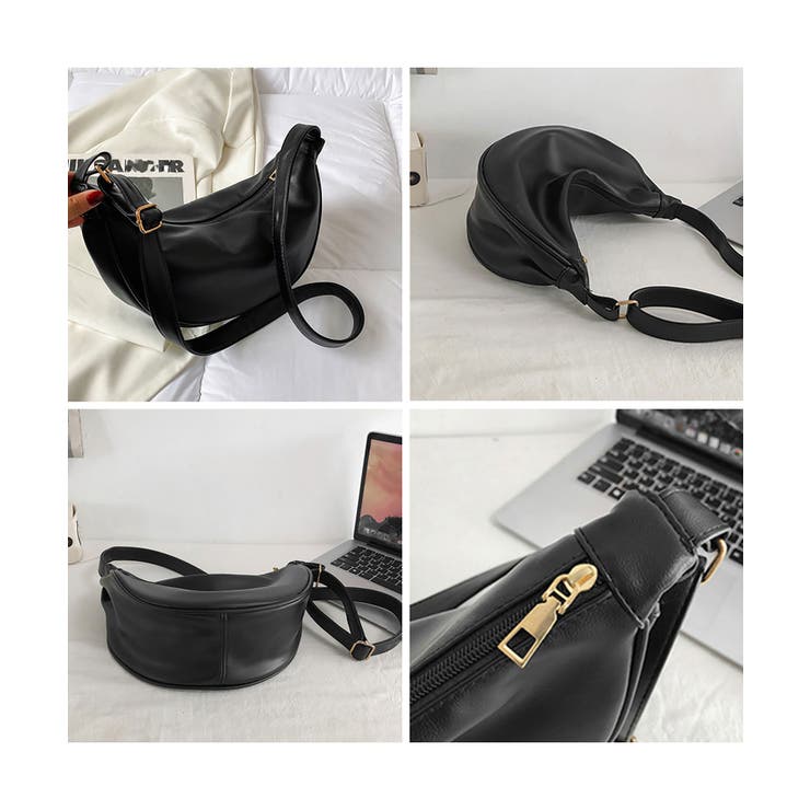 ハーフムーンショルダーバッグボディバッグ レディース PUレザー[品番