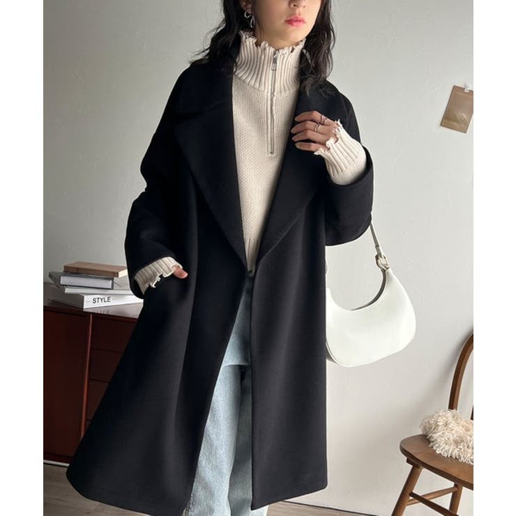 羽織るだけで上品見え！ウールライク素材ダブルテーラードチェスター