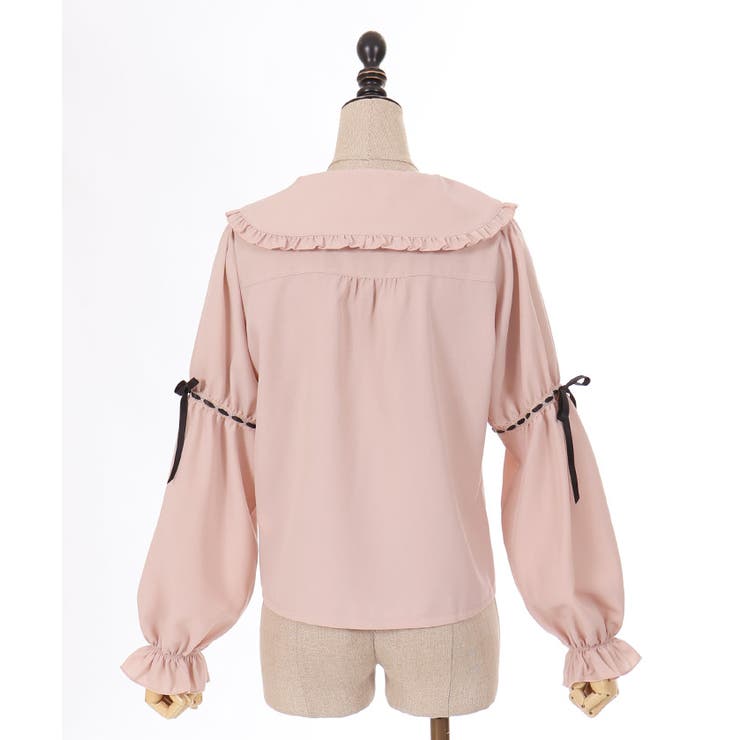 リボン付フリルビッグ襟ブラウス[品番：IGAW0005727]｜axes femme