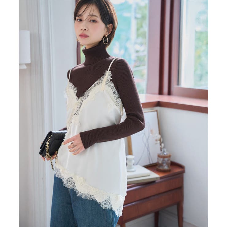 サテンレースキャミソール［C7751］ サテンレースキャミソール