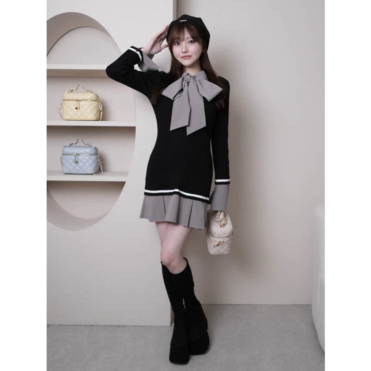 シャツドッキングプリーツワンピース[品番：LINW0002691]｜LIPSERVICE