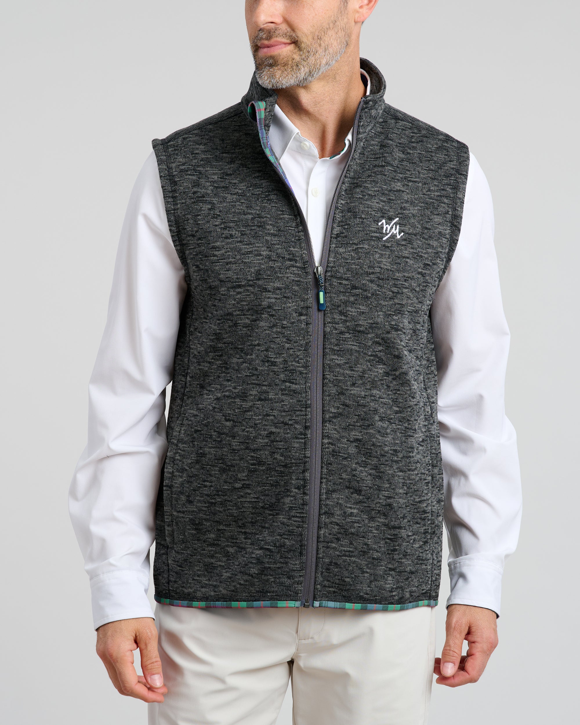 Flop Shot Men's Full Zip Vest | Charcoal | William Murray Golf