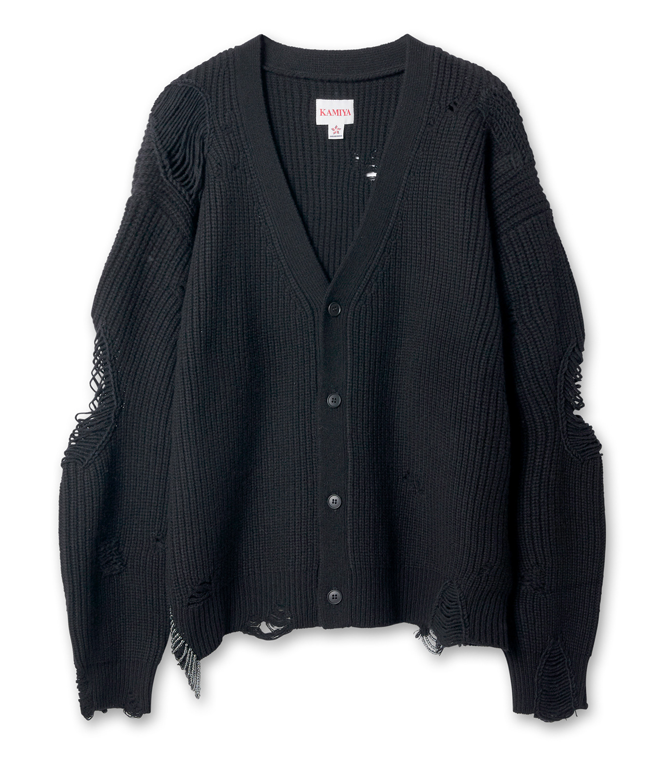 カミヤ - KAMIYA | Super Repair Knit Cardigan-Black-Sの通販