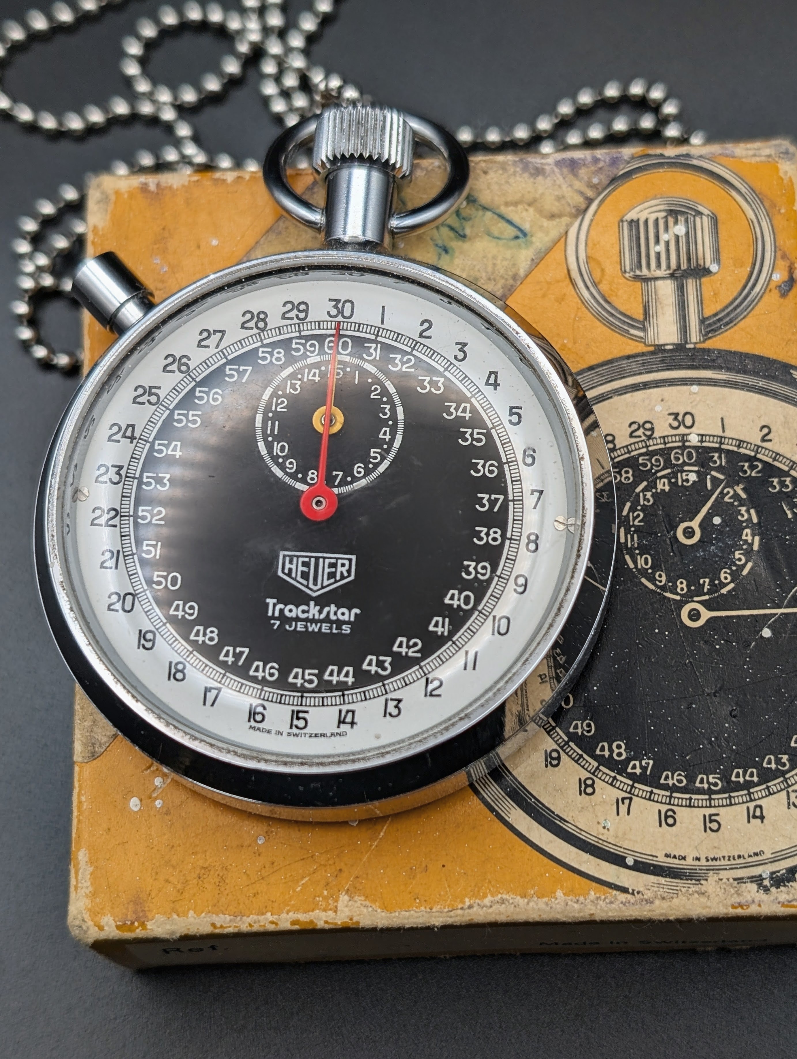 Vintage Heuer Trackstar 7 Jewels Stopwatch + Swiss Chronograph