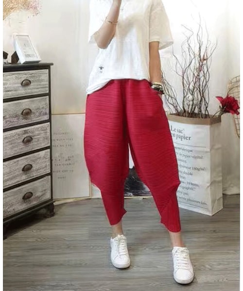 no brand（ノーブランド）の「夏桜＊プリーツプリーズ パンツ サルエル