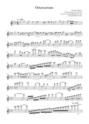 Octavarium – Dream Theater Sheet Music and Tab for Piano, Organ