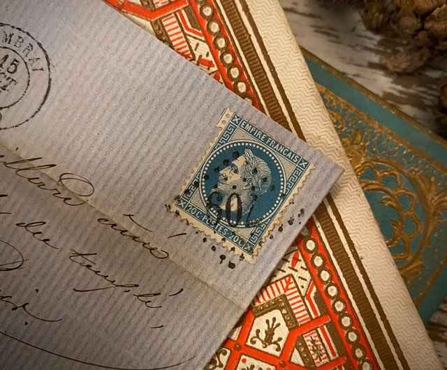 台湾 19 世紀のフランスの手書きのアンティーク手紙（郵便料金付き