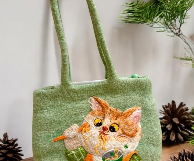 送料無料】台湾 羊毛フェルトショルダーバッグ 大トート 文系女子向け