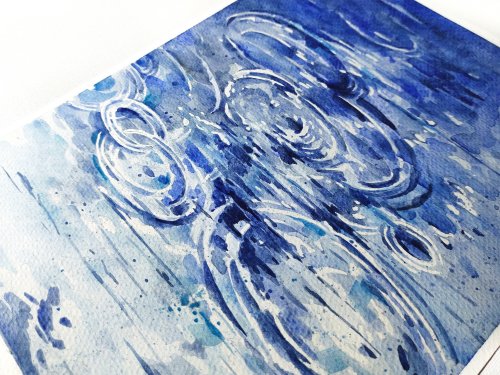 ロシア 雨の絵 原画 北欧アート 水彩画 抽象画 ウォールアート